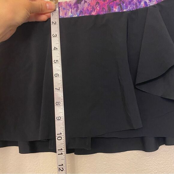 Profile by Gottex swimsuit skirt skort bottom Black Purple Print waist  12 - Picture 6 of 9